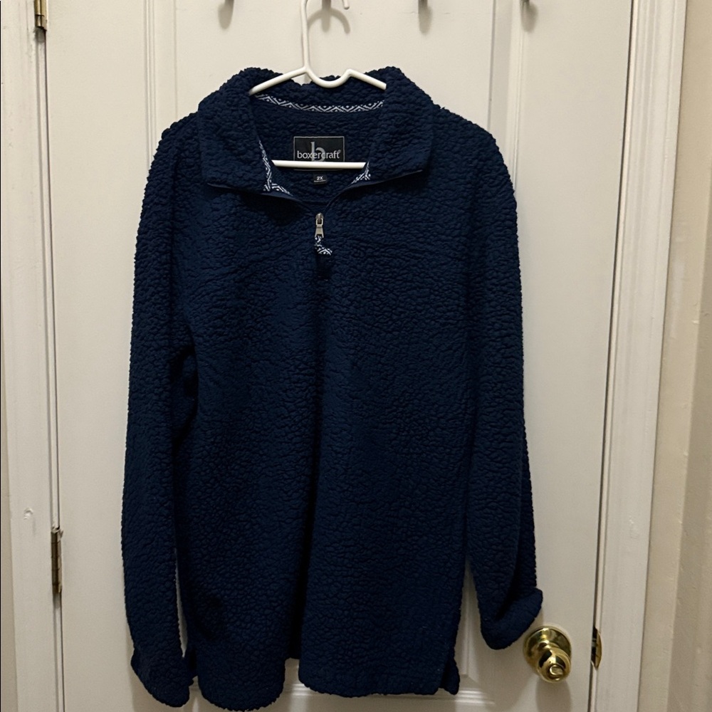 Women’s 2x Boxercraft Navy Blue Quarter Zip Pull Over